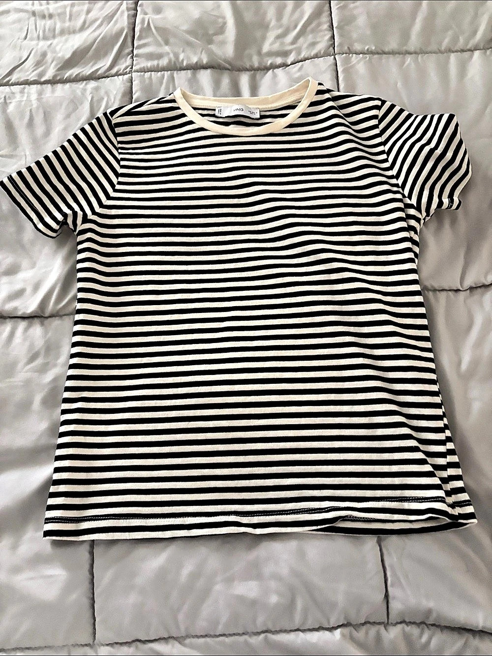 MNG Striped Short Sleeve Tee Black & White Medium